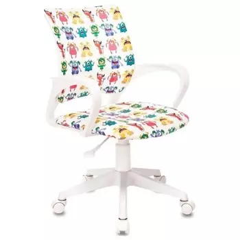 Кресло детское Бюрократ BUROKIDS 1 W белый монстры крестов. пластик пластик белый