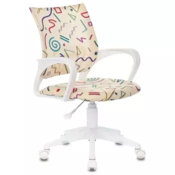 Кресло детское Бюрократ BUROKIDS 1 W песочный Sticks 02 крестов. пластик пластик белый