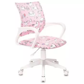 Кресло детское Бюрократ BUROKIDS 1 W розовый единороги крестов. пластик пластик белый