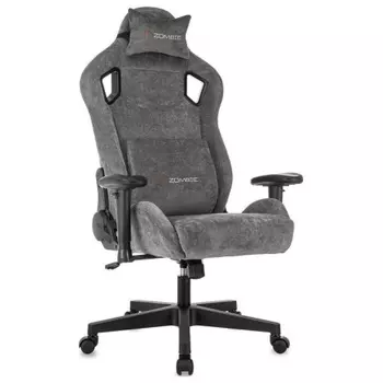 Кресло игровое Zombie Ghost Fabric серый Light-19 с подголов. крестов. пластик
