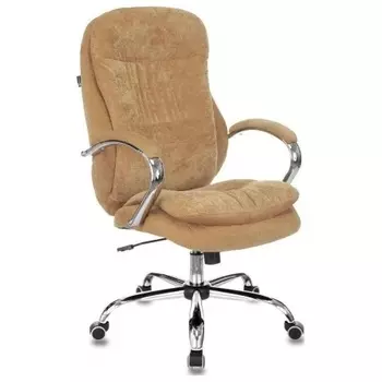 Кресло руководителя Бюрократ T-9950SL Fabric горчичный Velvet 73 крестов. металл хром