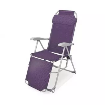 Кресло-шезлонг складное "Ника" с подн. и полкой КШ3/1 баклажан