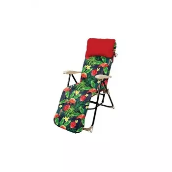 Кресло-шезлонг складное с подножкой и матрасом Haushalt HHK-5/F - принт с фламинго