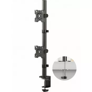 Кронштейн для 2-х мониторов ONKRON/ 13-34" макс. 100*100, струбцина, наклон -45"+45" поворот 180", высота столба 883 мм, макс. нагрузка 2х8кг, вертикальное размещение, черный