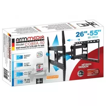 Кронштейн для телевизора Arm Media COBRA-50 черный 26"-55" макс.35кг настенный поворотно-выдвижной и наклонный