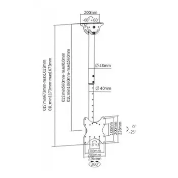 Кронштейн для телевизора Arm Media LCD-1600 черный 15"-48" макс.55кг потолочный наклон