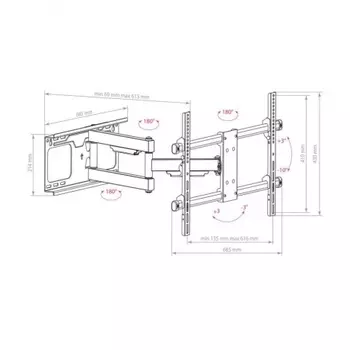 Кронштейн для телевизора Arm Media PARAMOUNT-60 черный 32"-75" макс.60кг настенный поворот и наклон