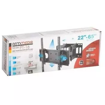 Кронштейн для телевизора Arm Media PT-16 черный 22"-65" макс.40кг настенный поворотно-выдвижной и наклонный