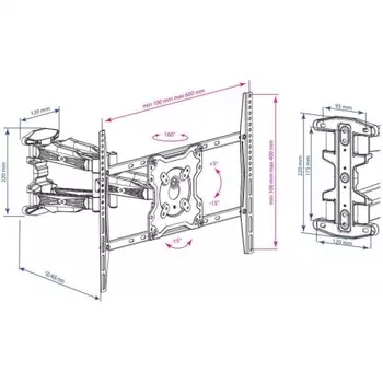 Кронштейн для телевизора Kromax ATLANTIS-46 серый 22"-65" макс.45кг настенный поворотно-выдвижной и наклонный