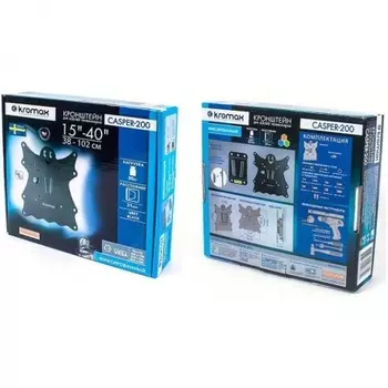 Кронштейн для телевизора Kromax CASPER-200 черный 15"-40" макс.30кг настенный фиксированный