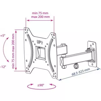 Кронштейн для телевизора Kromax OPTIMA-204 черный 15"-42" макс.25кг настенный поворотно-выдвижной и наклонный