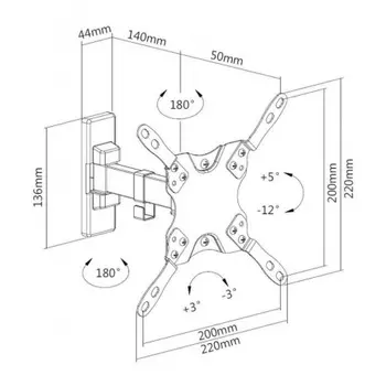 Кронштейн для телевизора Ultramounts UM 864W белый 13"-42" макс.20кг настенный поворотно-выдвижной и наклонный