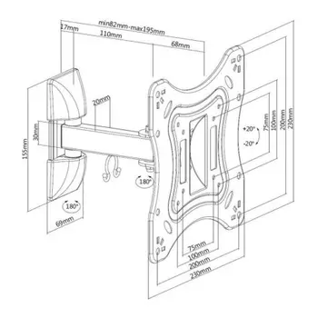 Кронштейн для телевизора Ultramounts UM 865 черный 23"-42" макс.20кг настенный поворотно-выдвижной и наклонный