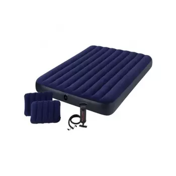 Кровать INTEX DURA-BEAM CLASSIC DOWNY, King, флок + ручной насос + 2 надувные подушки, 64765, 152x203x26