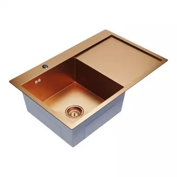 Кухонная мойка 78х50 лев. вып 3 1/2 MIXLINE PRO 20см с сифоном бронза (552921)