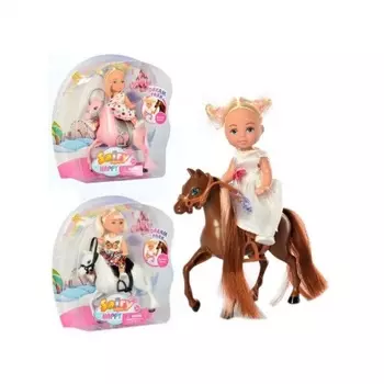 Кукла 10,5 см "Наездница", 4 вида, в блистере лошадка белая/рыжая/розовая