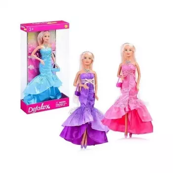 Кукла 29 см с аксессуарами (сумочка) 3 вида в ассортименте платье голубое/розовое/фиолетовое с блесками в коробке