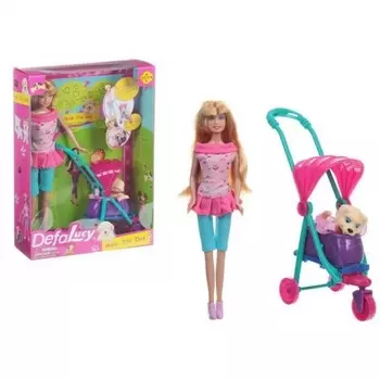 Кукла (29см) с питомцем пёсиком и аксессуарами (коляска, сум ка-переноска), 2 вида, в коробке