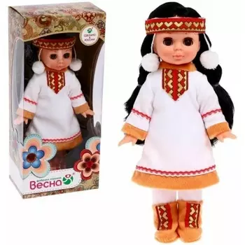 Кукла Эля в костюме народов Севера Весна, 30 см пластмасс.