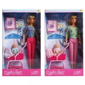 Кукла с ребенком,коляской и аксессуарами в коробке,28 см 8380