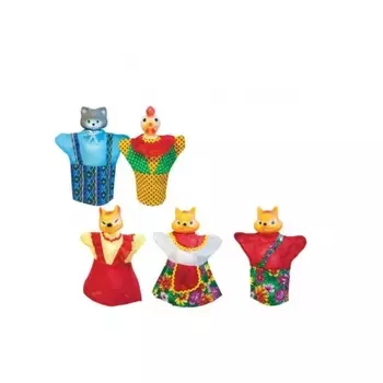 Кукольный театр "Кот,петух и лиса" (5 персонажей) Русский стиль 11208