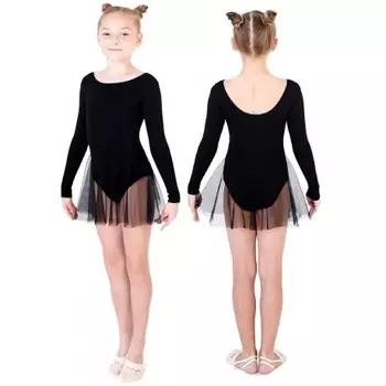 Купальник гимнастический х/б с Юбочкой INDIGO, SM-222, Черный, 28