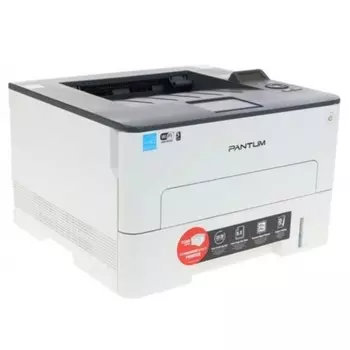 Лазерный монохромный принтер Pantum P3300DW, Printer, Mono laser, A4, 33 ppm, 1200x1200 dpi, 256 MB RAM, PCL/PS, Duplex, paper tray 250 pages, USB, LAN, WiFi, start. cartridge 1500 pages (grey)