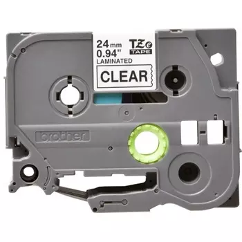 Лента в кассете TZE-151 для печати наклеек для печати наклеек чёрным на прозрачном фоне, ширина 24 мм, длина 8 м