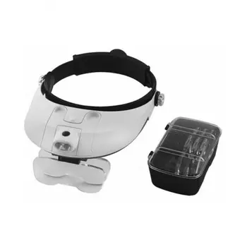 Лупа Kromatech налобная 1/2/3/4/5/6x, с подсветкой (2 LED) MG81001-G