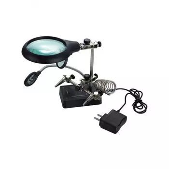 Лупа Kromatech настольная 2,5x/7,5x/10x, 34/90 мм, с держателем и подсветкой (5 LED) MG16129-С