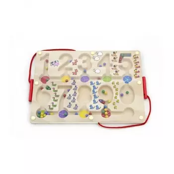 Магнитный лабиринт Цифры в коробке 2 палочки с магнитами, разноцветные шарики VIGA 50180