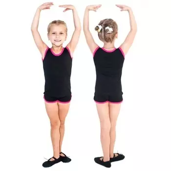 Майка гимнастическая INDIGO с окантовкой, SM-334, Черный-фуксия, 40