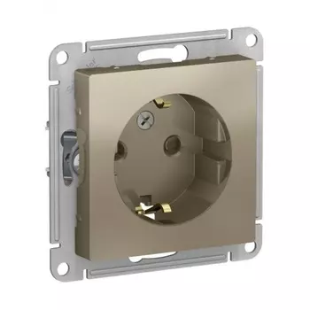 Механизм розетки 1-м СП ATLAS DESIGN с заземл. защ. шторки 16А шампань SchE ATN000545