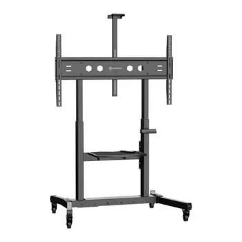 Мобильная стойка ONKRON на 1 ТВ/ 50-100" от 200х200 до 1000х600, макс нагр 120кг, 1 полка для AV, полка для камеры, кабель-канал, высота 1234-1685мм, черный