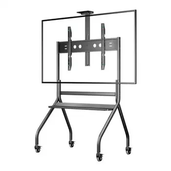 Мобильная стойка ONKRON на 1 ТВ/ 50-100" от 200х200 до 1000х600, макс нагр 120кг, регулируемая 1 полка, высота 1234-1685мм, колеса с блокировкой, черный