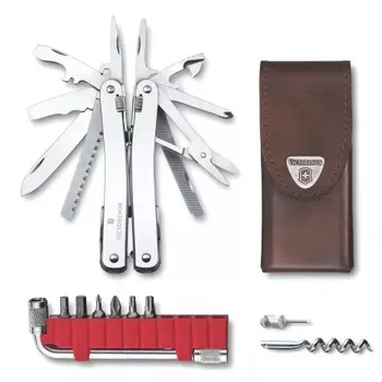 Мультитул Victorinox SwissTool Spirit X Plus, 105 мм, 35 функций, кожаный чехол