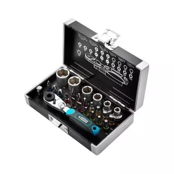 Набор бит и головок торцевых ,1/4", магнитный адаптер, сталь S2 пластиковый кейс, 26 предм.// Gross