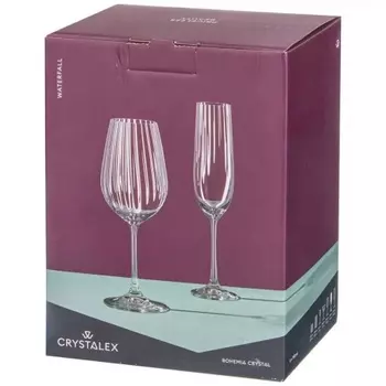 Набор бокалов для шампанского WATERFALL 6шт 190мл CRYSTALEX CR190104W