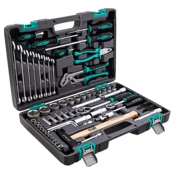 Набор инструментов, 1/2", 1/4", CrV, пластиковый кейс 76 предметов// Stels