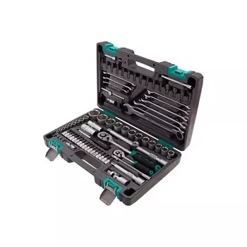 Набор инструментов, 1/2", 1/4", CrV, пластиковый кейс 82 предмета// Stels