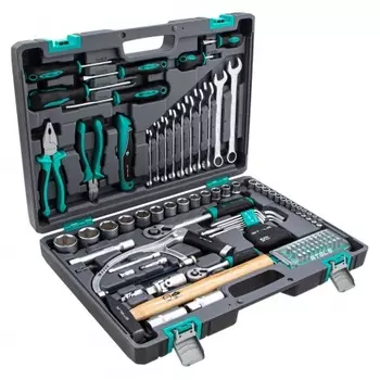 Набор инструментов, 1/2", 1/4", CrV, пластиковый кейс 98 предметов// Stels