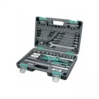 Набор инструментов 1/2", 1/4", CrV, 12 гранные головки, пластиковый кейс, 82 предмета// Stels