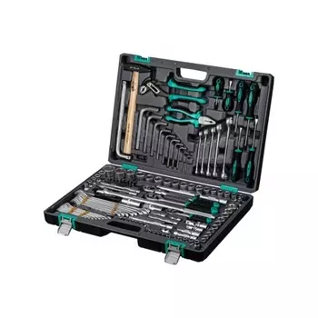 Набор инструментов, 1/2",3/8", 1/4", CrV, пластиковый кейс 142 предмета// Stels