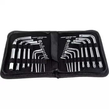 Набор ключей имбусовых HEX-TORX, 18 шт., HEX 1,5–10 мм, T10-T50, CrV, короткие, сатин.// Matrix