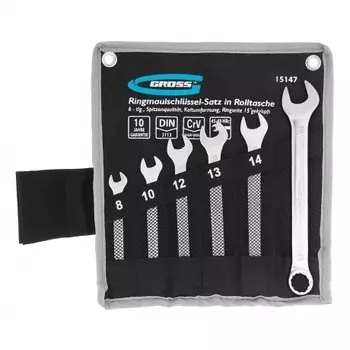 Набор ключей комбинированных 8-17 мм, 6 шт., CrV, холодный штамп// Gross