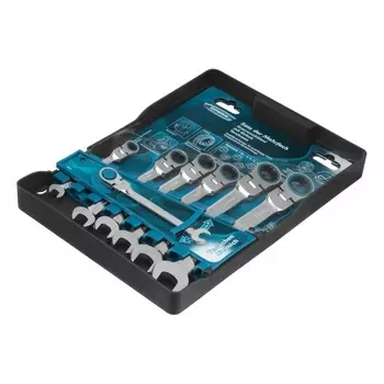 Набор ключей комбинированных с трещоткой, 8 - 19 мм, 7шт., шарнирные, CrV// Gross