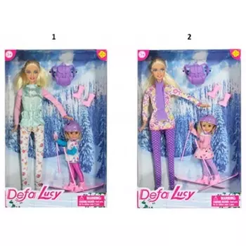 Набор кукол (29см,14см) с аксессуарами, 2 вида, в коробке рюкзак,обувь,лыжи,палки,шлем