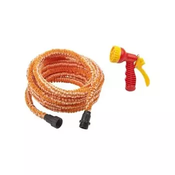 Набор поливочный GRINDA PS-15, удлиняющийся шланг 5 - 15 м, пистолет поливочный, коннекторы (428496-15)