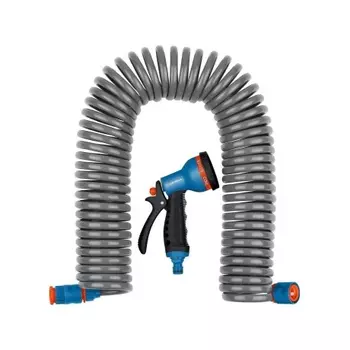 Набор поливочный GRINDA спиральный шланг 3/8? x 15 м, пистолет-распылитель, адаптеры, PROLine (428495)