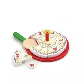 Набор "Режем торт"в коробке 6 кусочков торта,тарелка,лопатка,6элементов с ягодами,свеча VIGA 58499
